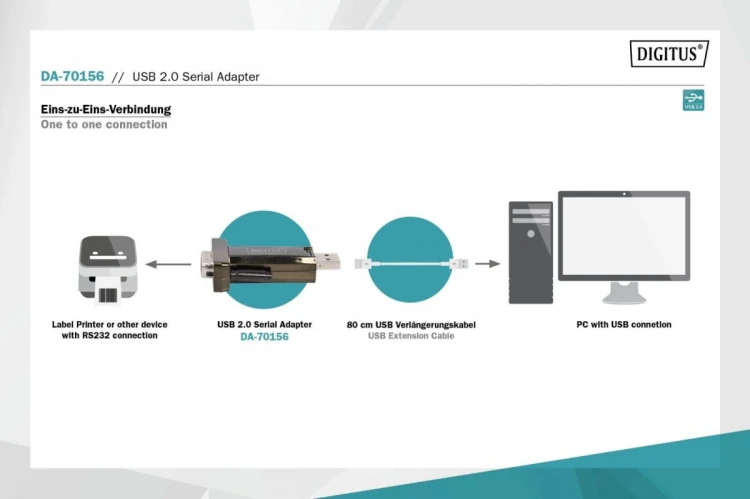 Digitus Konwerter/Adapter USB 2.0 do RS232 (DB9) z kablem USB A M/Ż 80cm