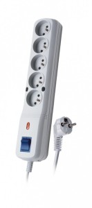 Lestar Listwa przeciwprzepięciowa LV-530W, 1L, 1.5m, szara