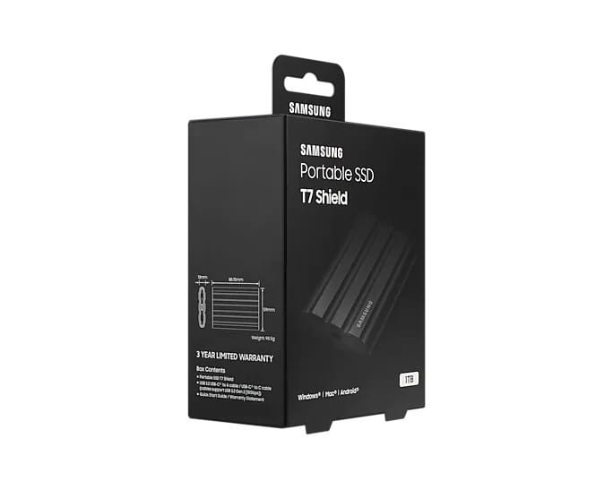 Samsung Dysk SSD T7 Shield 1TB USB 3.2, czarny