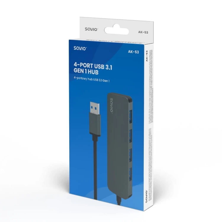 Savio 4-portowy HUB USB 3.1 Gen 1, AK-53