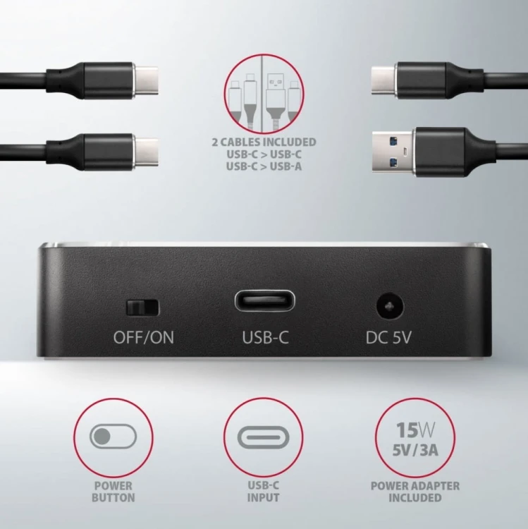 AXAGON ADSA-M2C Stacja dokująca, USB-C 3.2 Gen 2 - 2x M.2 NVMe SSD CLONE MASTER