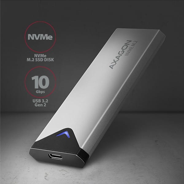 AXAGON EEM2-UG2 Obudowa zewnętrzna aluminiowa, USB-C 3.2 Gen 2 - M.2 NVMe SSD, długość 42 do 80 mm
