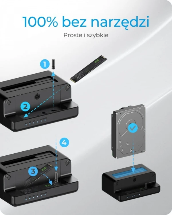 IcyBox Stacja dokująca i klonująca IB-2914MSCL-C31 2,5 i 3,5 cala na M.2 NVMe