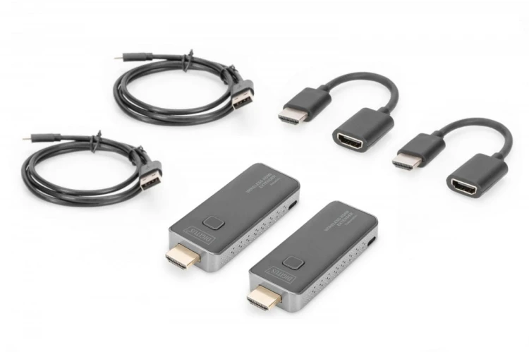 Digitus Przedłużacz/Extender HDMI bezprzewodowy 50m 1080p 60Hz FHD 5GHz, audio (zestaw)