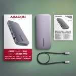 AXAGON HMC-12GM2 Wieloportowy hub USB + M.2 pozycja, 12in1 10Gbps, 3x USB-A, USB-C, HDMI, DP,  RJ-45, SD/mSD, audio, PD