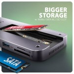 AXAGON HMC-12GM2 Wieloportowy hub USB + M.2 pozycja, 12in1 10Gbps, 3x USB-A, USB-C, HDMI, DP,  RJ-45, SD/mSD, audio, PD