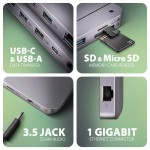 AXAGON HMC-12GM2 Wieloportowy hub USB + M.2 pozycja, 12in1 10Gbps, 3x USB-A, USB-C, HDMI, DP,  RJ-45, SD/mSD, audio, PD