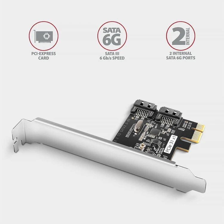 AXAGON PCES-SJ2 Kontroler PCIe 2x wewnętrzny port SATA 6G, chipset JMB582 SP & LP