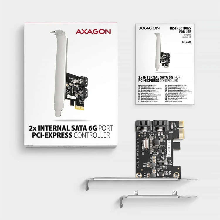 AXAGON PCES-SJ2 Kontroler PCIe 2x wewnętrzny port SATA 6G, chipset JMB582 SP & LP