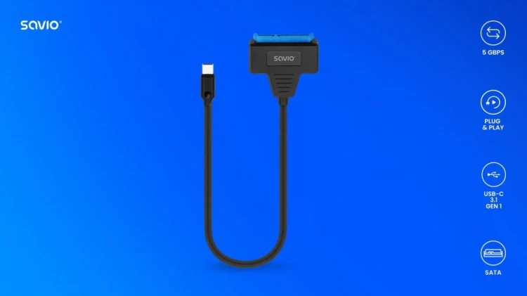 Savio Adapter USB-C 3.1 Gen 1 (M) - SATA (F) do dysków 2.5 cala, AK-69