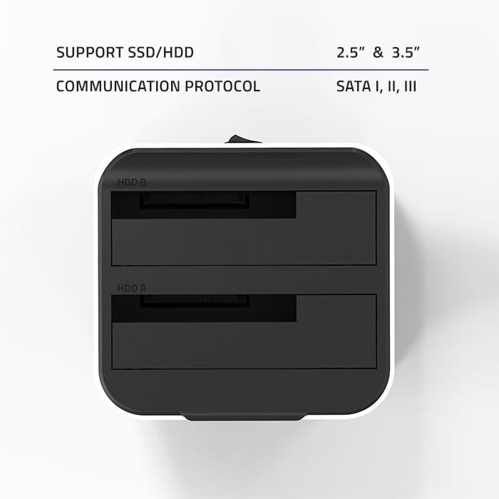 Qoltec Stacja dokująca do dysków HDD SSD 2.5" 3.5" | SATA III | USB 3.0 | Super speed 5Gb/s | z funkcją klonowania offline