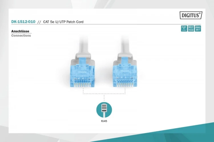 Digitus Patch cord U/UTP kat.5e PVC 1m szary