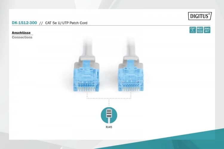 Digitus Patch cord U/UTP kat.5e PVC 30m szary