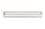 Digitus Panel krosowy (patch panel) modularny 19" 24 porty pod moduły keystone, 1U, ekranowany, prowadnica kabli, pola opisowe, szary