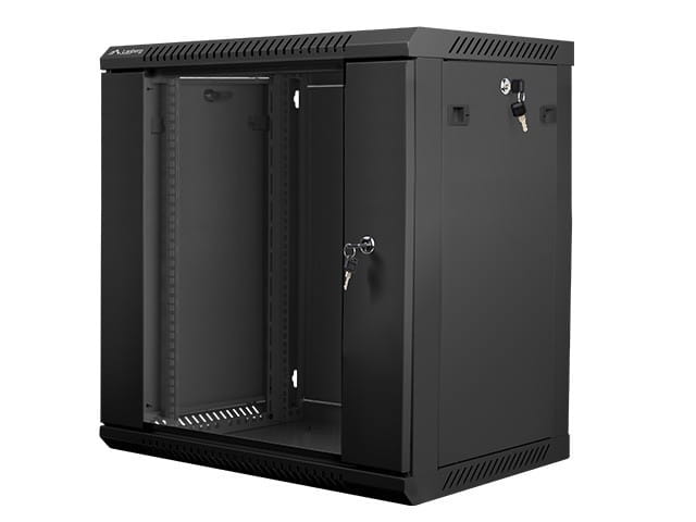 Lanberg Szafa instalacyjna wisząca 19 12U 600X450mm czarna (drzwi szklane)