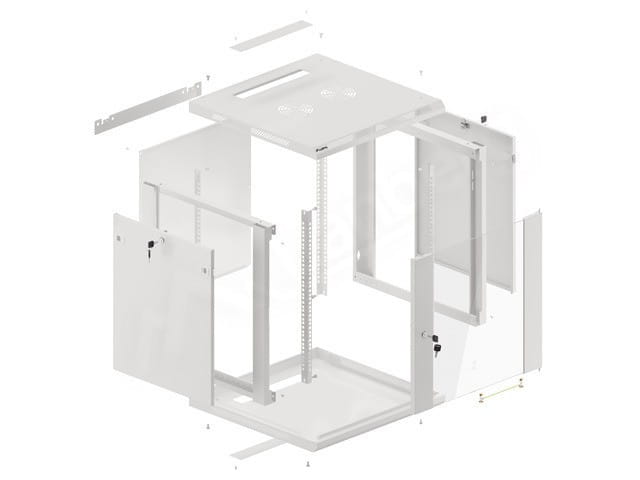Lanberg Szafa instalacyjna wisząca 19'' 12U 600X600mm szara (drzwi       szklane)