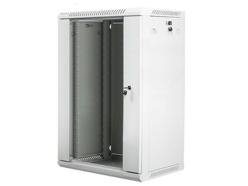 Lanberg Szafa instalacyjna wisząca 19 cali 18U 600X450mm szara (drzwi szklane)