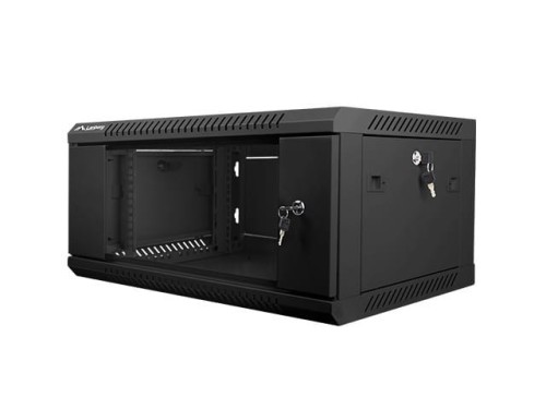 Lanberg Szafa instalacyjna wisząca 19 cali 4U 600X450mm czarna (drzwi szklane)