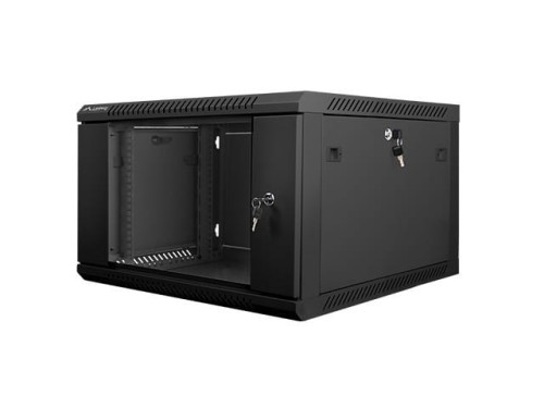 Lanberg Szafa instalacyjna wisząca 19 cali 6U 600X600mm czarna (drzwi szklane)