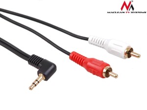 Maclean Przewód mini jack 3,5mm kątowy 2RCA 1m MCTV-824 czarny