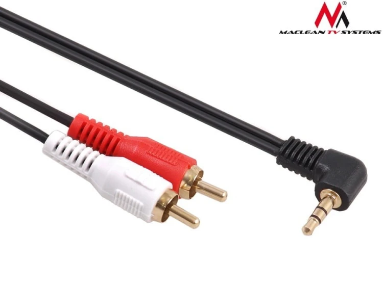 Maclean Przewód mini jack 3,5mm kątowy 2RCA 1m MCTV-824 Czarny