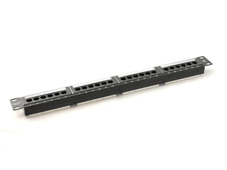 Digitus Patch panel 19" 24 porty, kat.5e, U/UTP, 1U, czarny (kompletny)