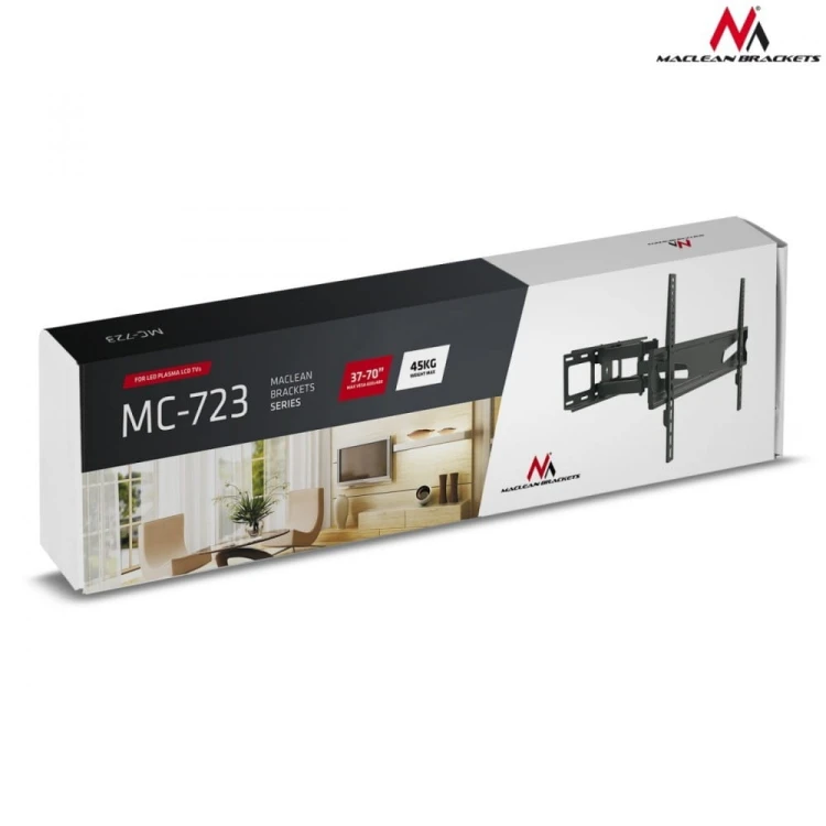 Maclean Uchwyt do telewizora 37-70" 45kg uniwersalny MC-723 B czarny max vesa 600x400