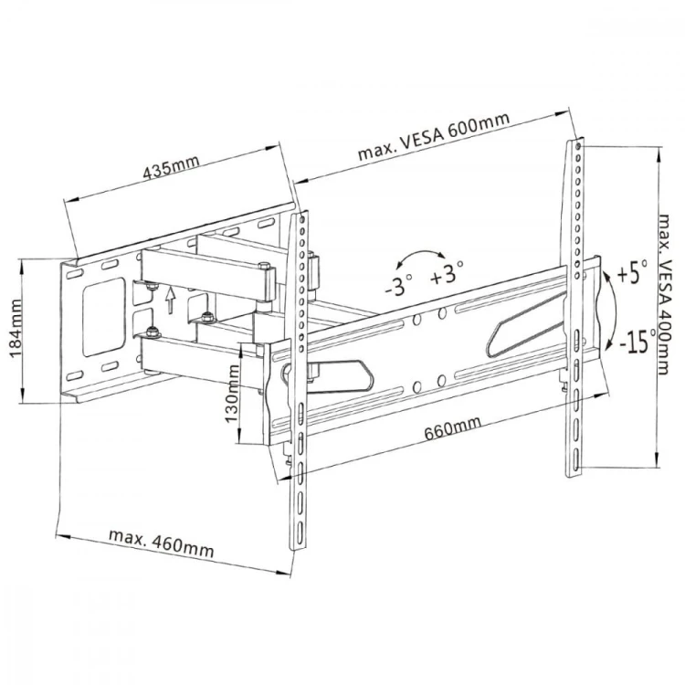 Maclean Uchwyt do telewizora 37-70" 45kg uniwersalny MC-723 B czarny max vesa 600x400