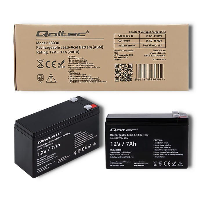 Qoltec Akumulator żelowy | 12V | 7Ah | max.72A | AGM