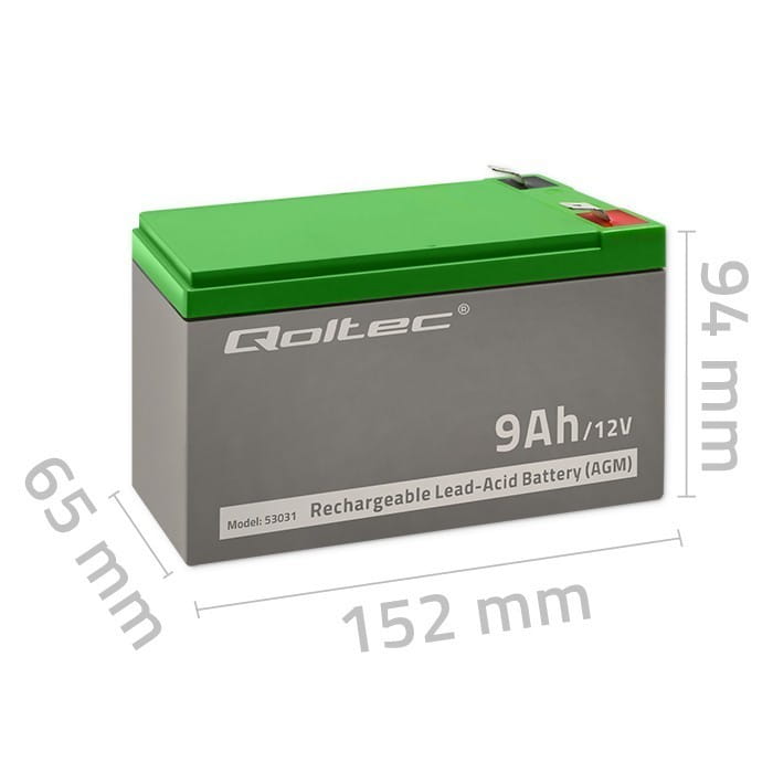 Qoltec Akumulator żelowy | 12V | 9Ah | max.90A | AGM
