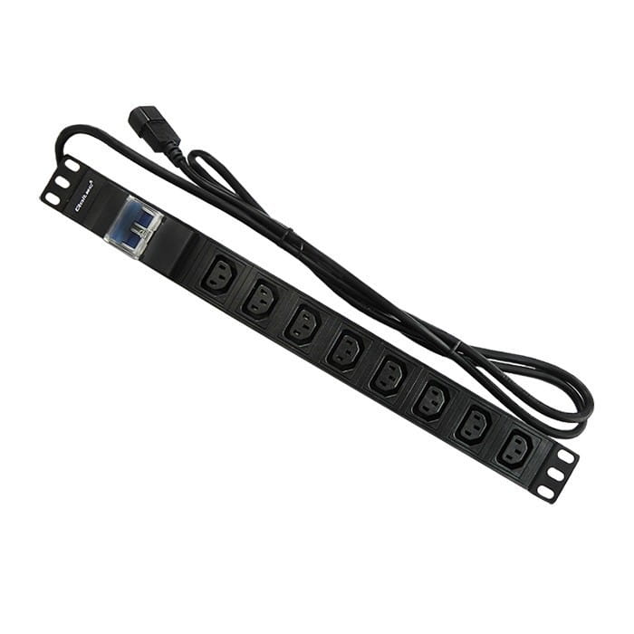 Qoltec Listwa zasilająca do Rack 19cali | circuit breaker | 1U | 10A | PDU | 8xIEC C13 | 2m