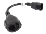 Lanberg Przedłużacz kabla zasilającego IEC 320 C14 - Schuko 20cm czarny