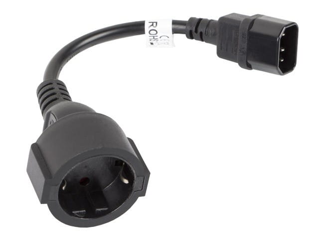 Lanberg Przedłużacz kabla zasilającego IEC 320 C14 - Schuko 20cm czarny