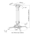 Techly Ramię sufitowe do projektora 38-58cm, 13,5kg, srebrny