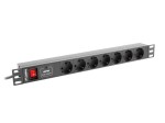 Lanberg Listwa zasilająca Rack PDU 19"  1U 10A 7X SCHUKO 2m czarny C14
