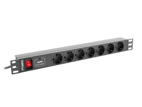 Lanberg Listwa zasilająca Rack PDU 19"  1U 10A 7X SCHUKO 2m czarny C14