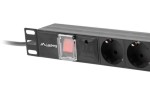 Lanberg Listwa zasilająca Rack PDU 19"  1U 10A 7X SCHUKO 2m czarny C14