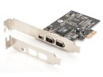Digitus Karta (Kontroler) Firewire (400) PCI Exp., 2xZew. 1xZew.(Mini) IEEE1394a 6pin+Mini,Low Profile,VT6308P