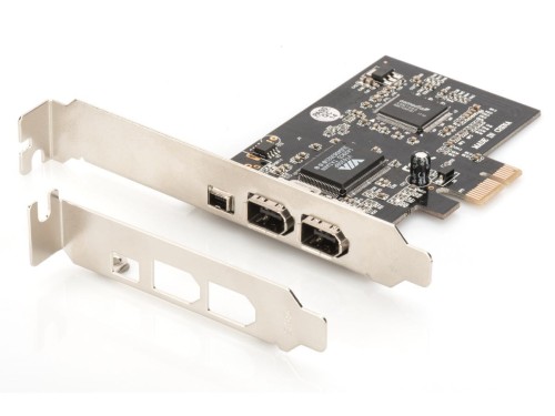 Digitus Karta (Kontroler) Firewire (400) PCI Exp., 2xZew. 1xZew.(Mini) IEEE1394a 6pin+Mini,Low Profile,VT6308P