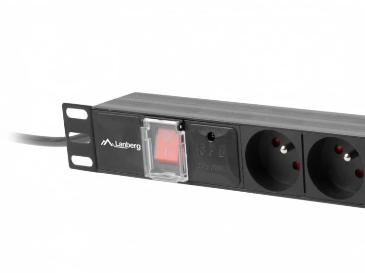 Lanberg Listwa zasilająca Rack PDU 19"  1U 10A 7X 230V PL 2m czarna C14