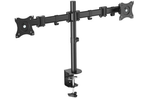 Digitus Stojak biurkowy podwójny z zaciskiem, 2xLCD, max. 27", max. obciążenie 8kg,uchylno-obrotowy 360°