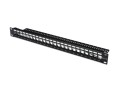 Digitus Panel krosowy (patch panel) modularny 19" 24 porty pod moduły keystone, 1U, ekranowany, prowadnica kabli, pola opisowe, czarny