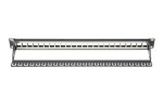 Digitus Panel krosowy (patch panel) modularny 19" 24 porty pod moduły keystone, 1U, ekranowany, prowadnica kabli, pola opisowe, czarny