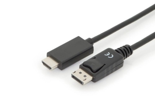 Digitus Kabel adapter DisplayPort 1.2 z zatrzaskiem 4K 60Hz UHD Typ DP/HDMI A M/M czarny 2m