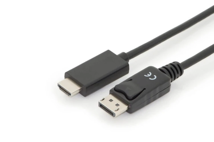 Digitus Kabel adapter DisplayPort 1.2 z zatrzaskiem 4K 60Hz UHD Typ DP/HDMI A M/M czarny 2m