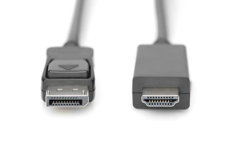 Digitus Kabel adapter DisplayPort 1.2 z zatrzaskiem 4K 60Hz UHD Typ DP/HDMI A M/M czarny 2m
