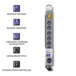 Qoltec Listwa antyprzepięciowa Quick Switch, 8 gniazd, 1,8m, szara