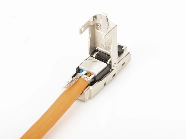 Digitus Wtyk modularny RJ45 kat.6A, PoE+, 10GbE, STP, ekranowany, metalowy, beznarzędziowy, AWG 27-22, zaślepka