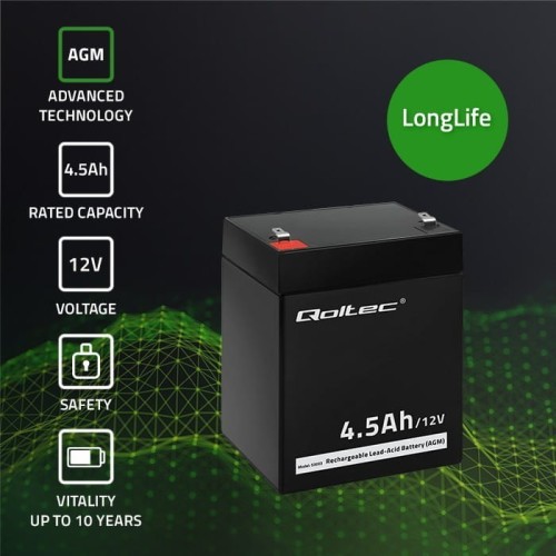 Qoltec Akumulator AGM | 12V | 4.5Ah | max.1.35A