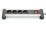 Digitus Listwa zasilająca biurowa 45° 4 gniazdowa, 2x USB (5V/2A) z możliwością obrotu o 290° aluminiowa HQ